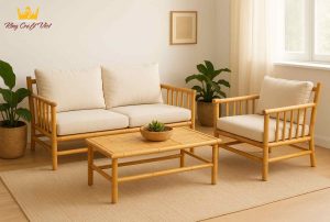 Bamboo furniture set for modern living room interior