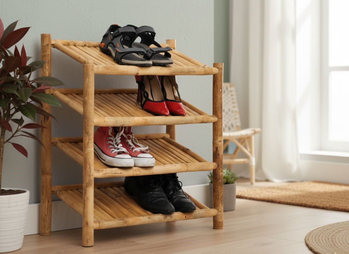 Handmade bamboo shelf