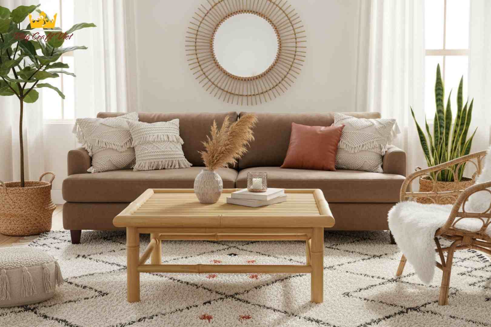 Bamboo coffee table for cozy living room