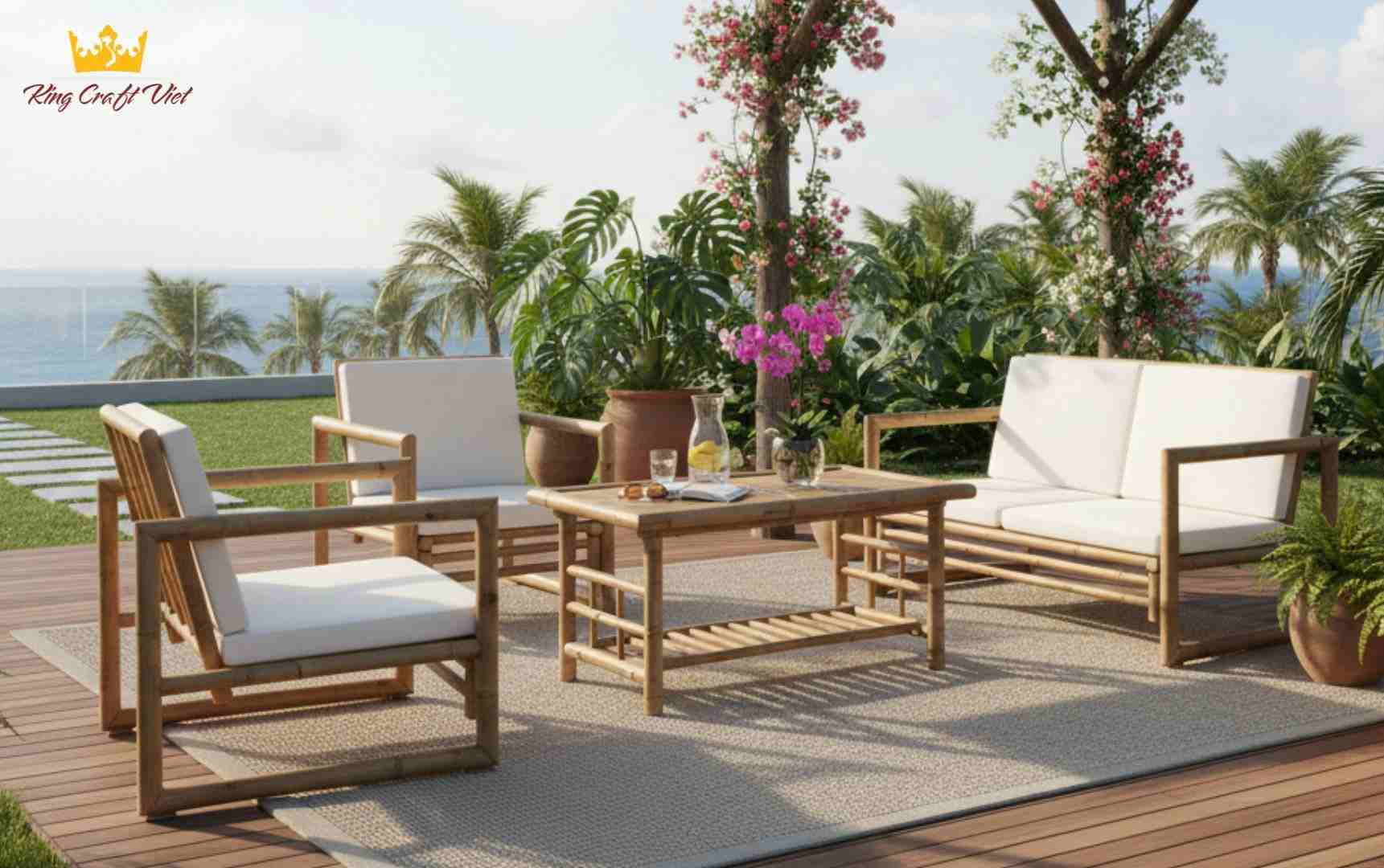 Bamboo furniture set blending with nature