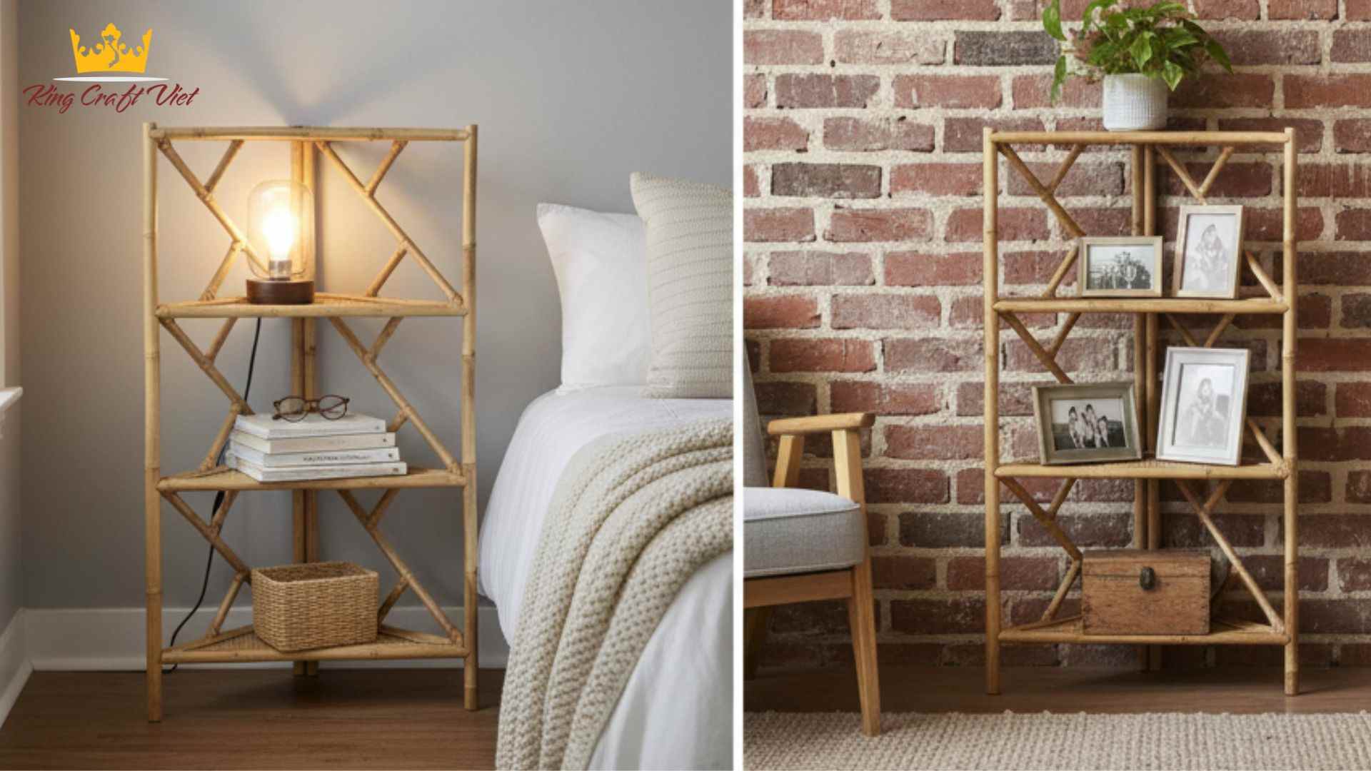 Bamboo storage shelf for living room and bedroom