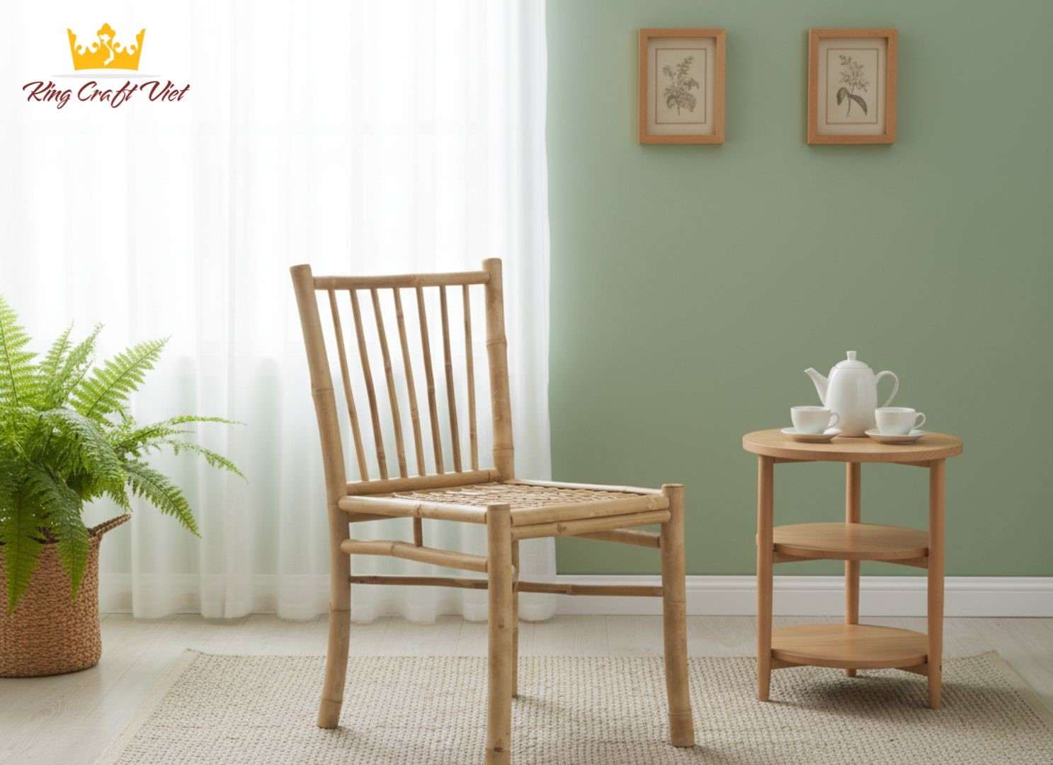 Handmade bamboo chair from Vietnam used in eco-style home décor