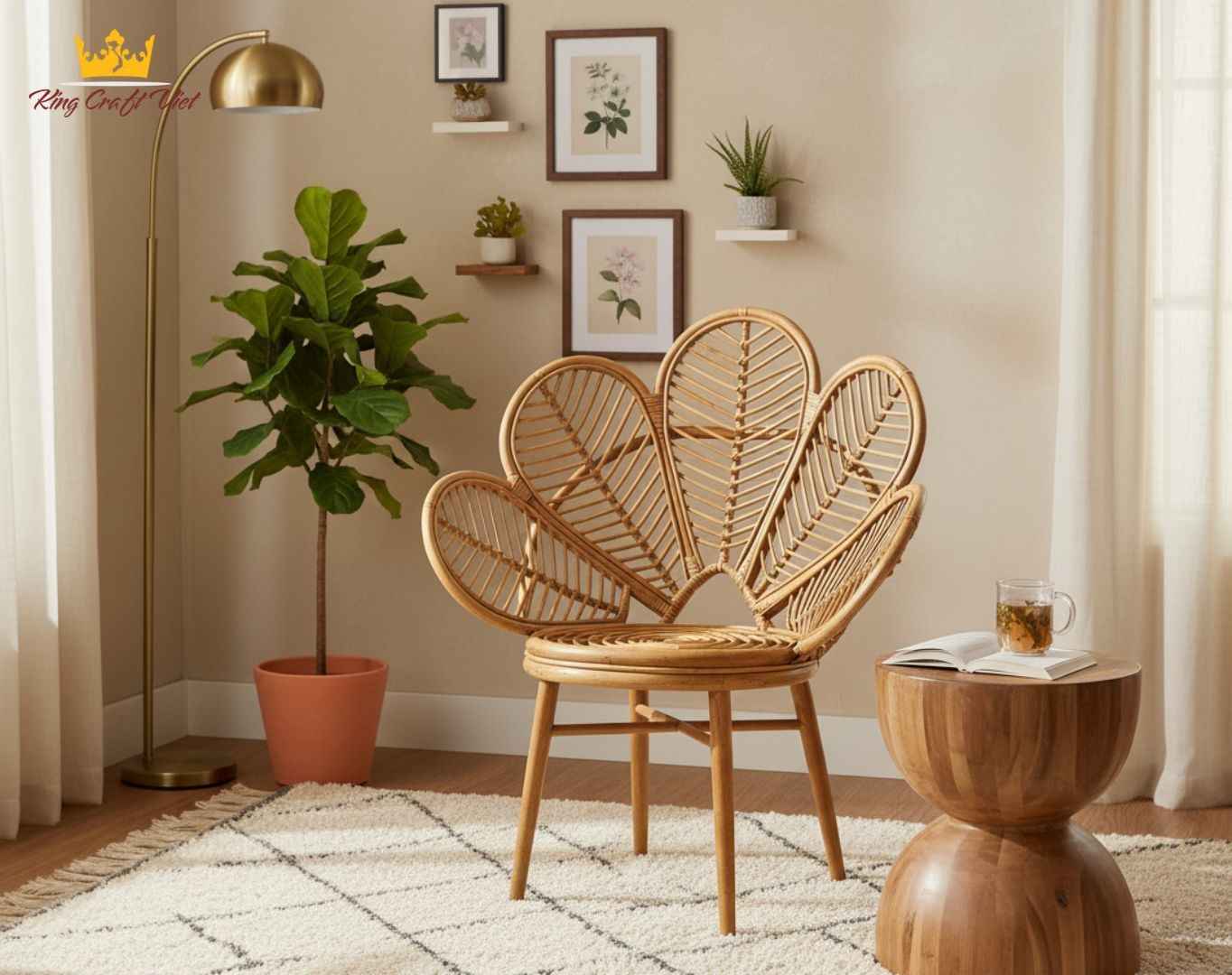 Handmade rattan chair in living room