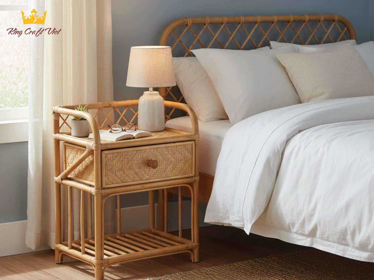 Sustainable bamboo bedside table for modern interiors