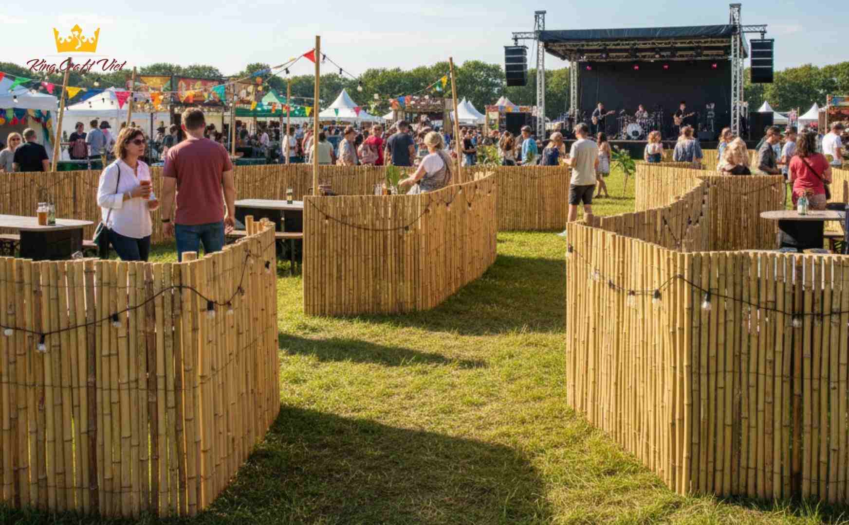 Bamboo fence at an outdoor event