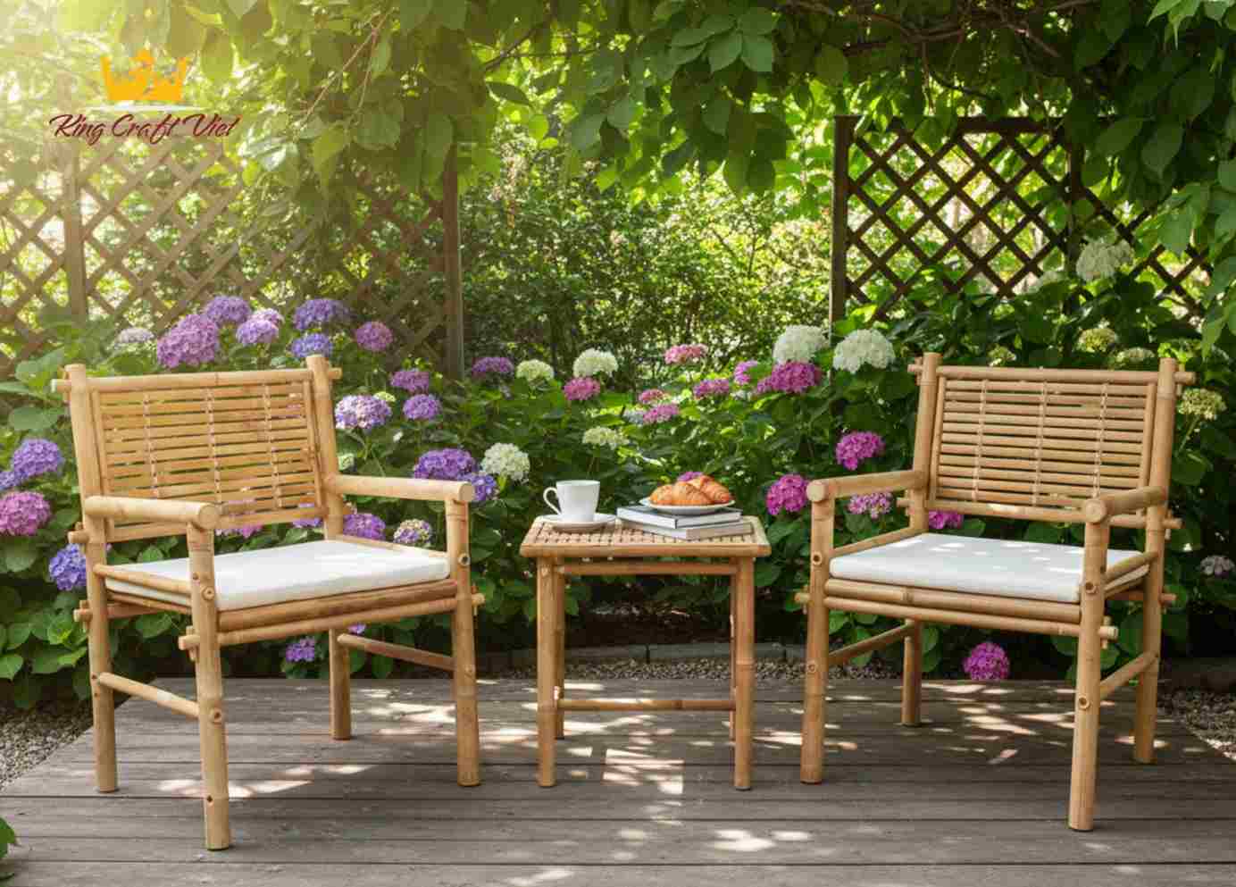 Bamboo outdoor furniture decoration in the garden