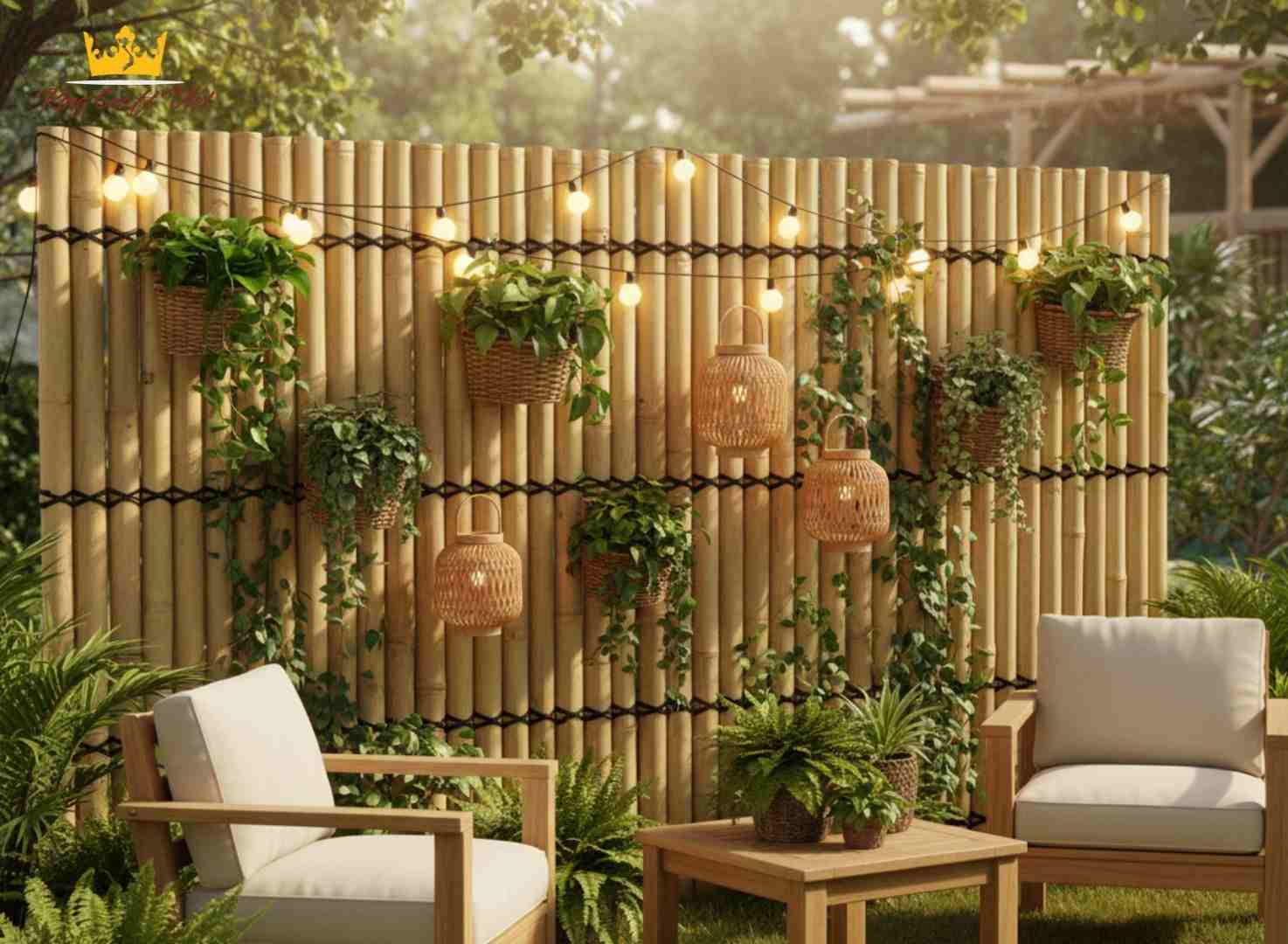 Natural bamboo fence for garden