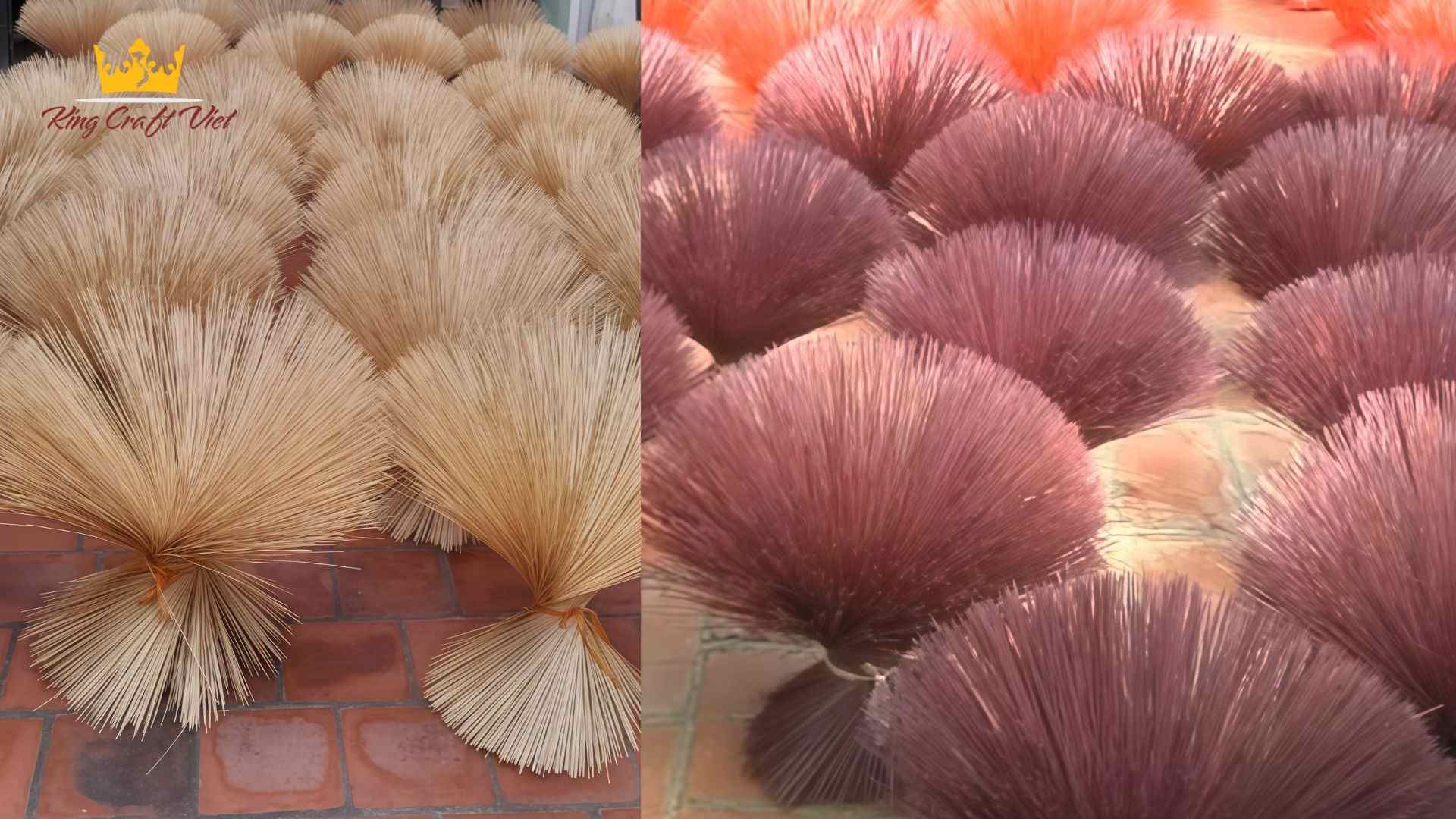 Sun-drying bamboo for KingCraftViet handicraft home decoration.