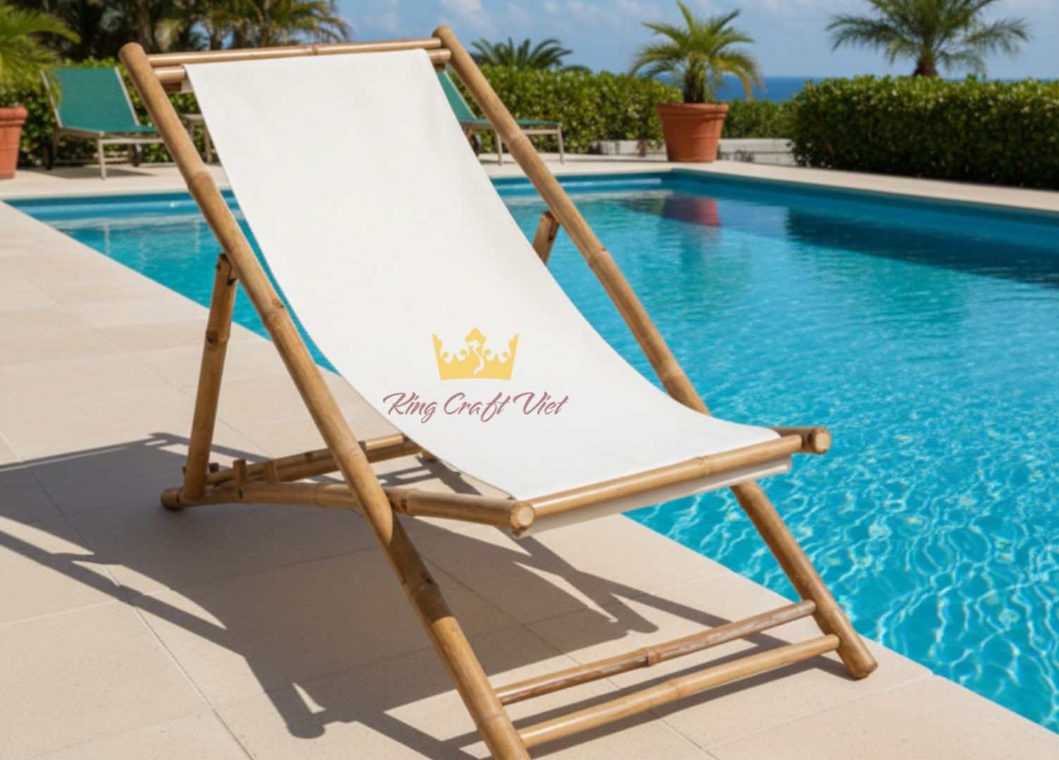 Bamboo outdoor sun bed used at beach and poolside areas