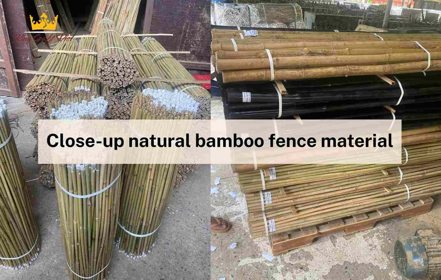 Close-up natural bamboo fence material