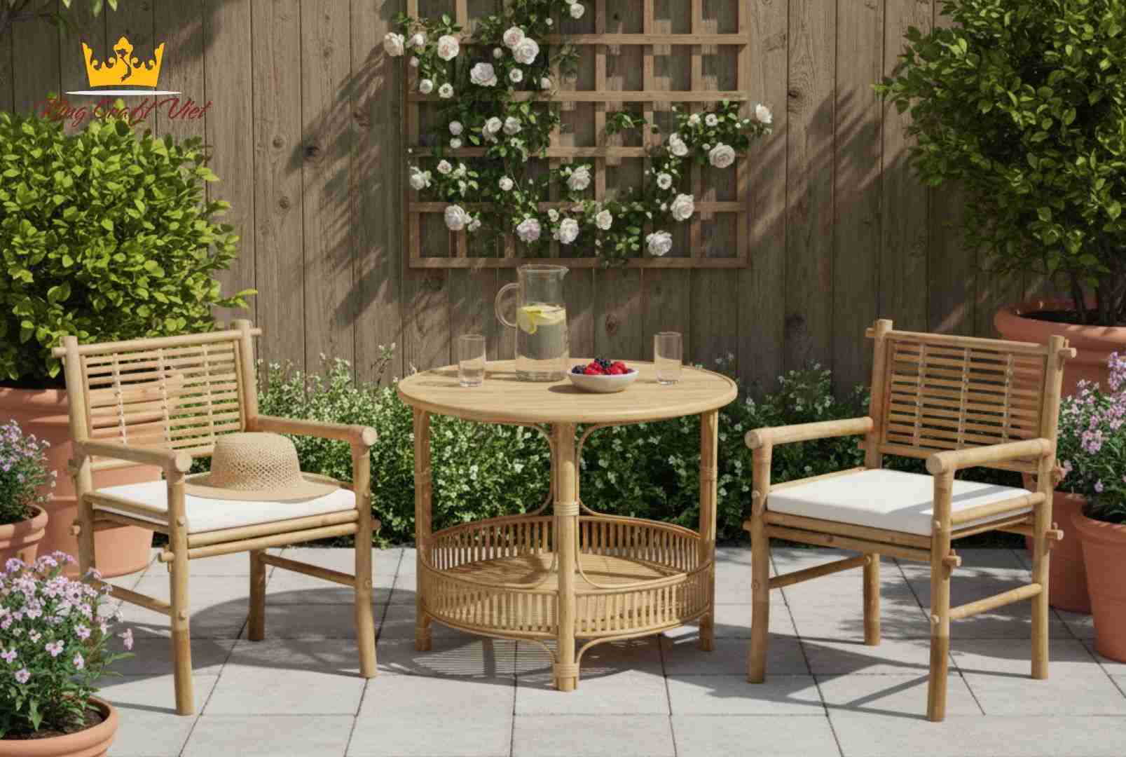 Handcrafted Vietnamese bamboo furniture set for outdoor use