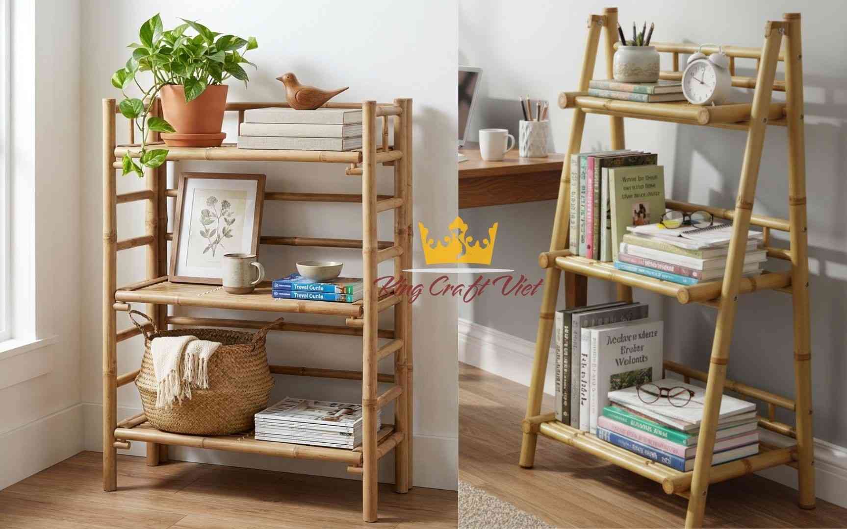 Shelves in the house help to keep the living space tidy.