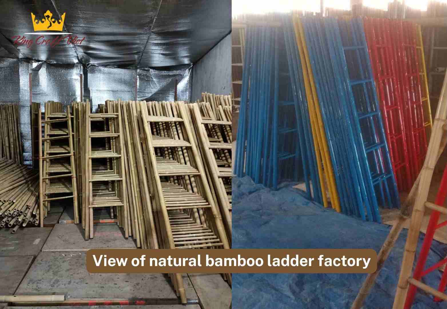 View of natural bamboo ladder factory