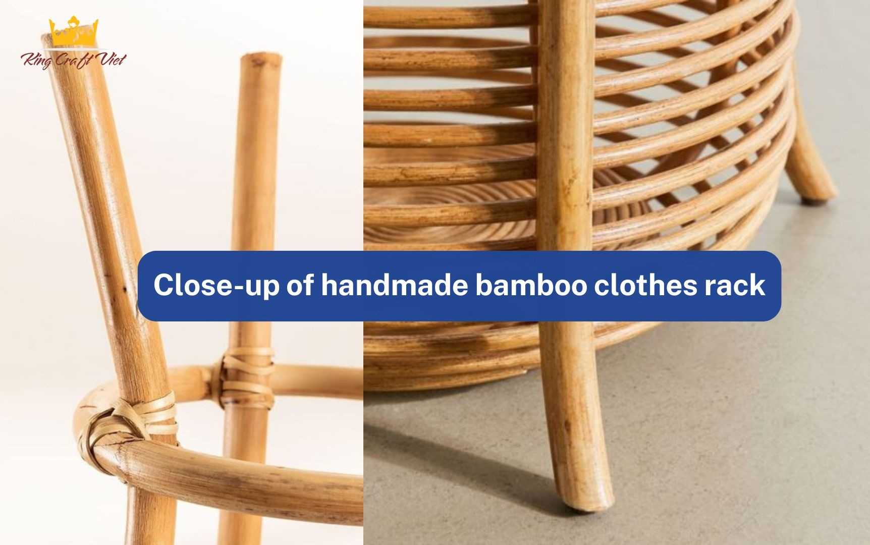 Close-up of handmade bamboo clothes rack