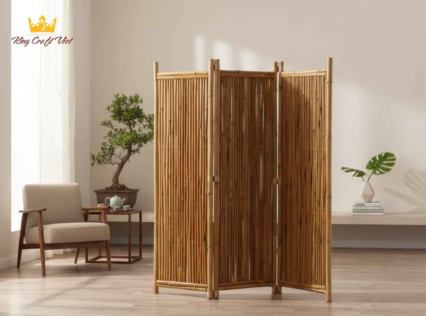 Natural bamboo fence enhancing sustainable and peaceful living space