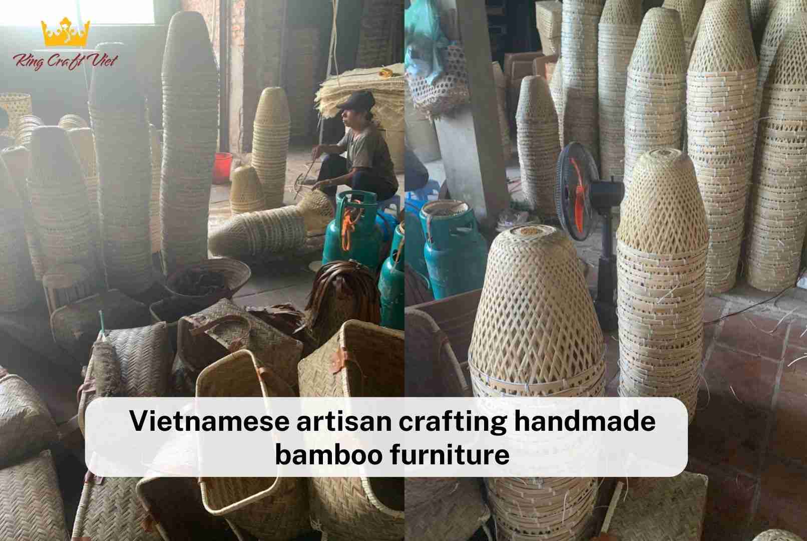 Vietnamese artisan crafting handmade bamboo furniture