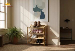 Bamboo shoe storage rack