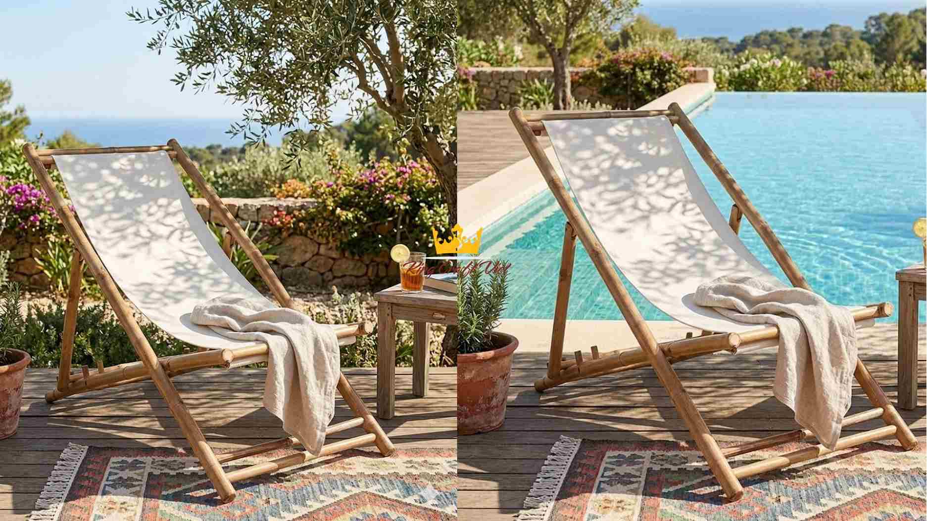 Outdoor bamboo sun lounger garden furniture