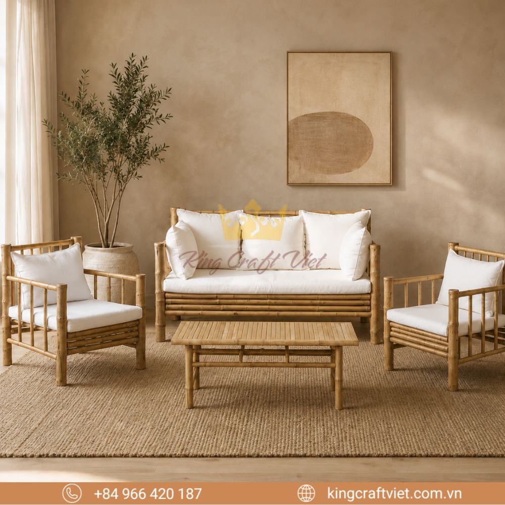 Bamboo 5-Seat Lounge Set Indoor Use