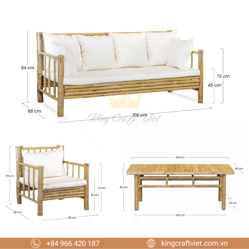 Bamboo Lounge Set Dimensions