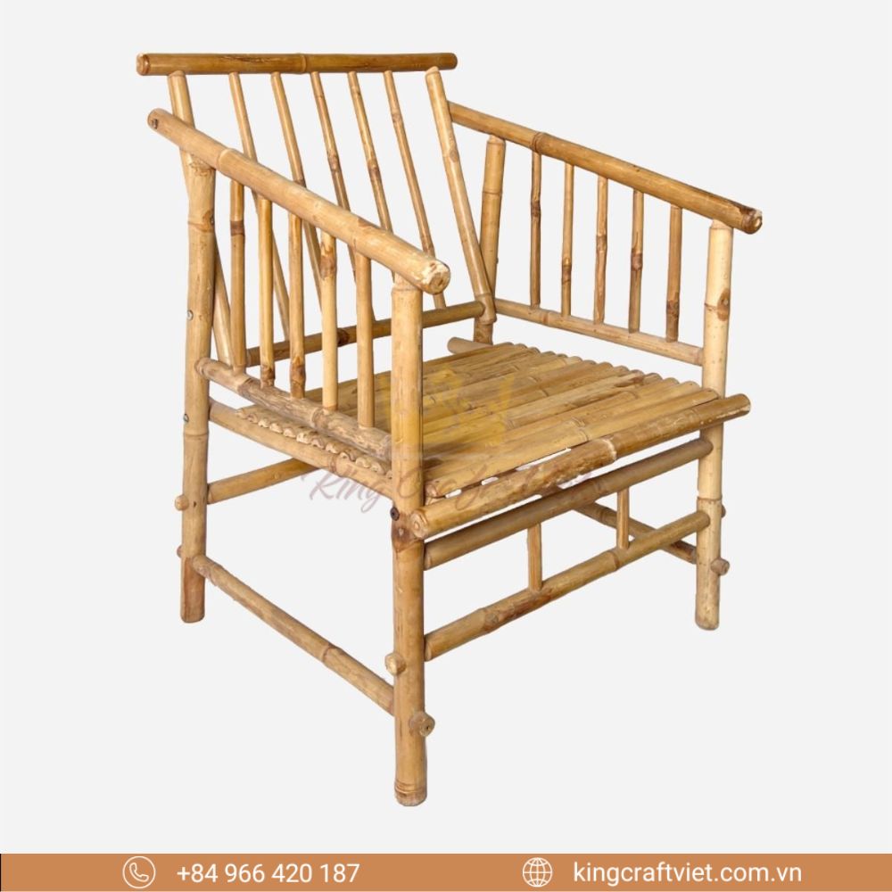Bamboo Chair with Grid Back and Arm