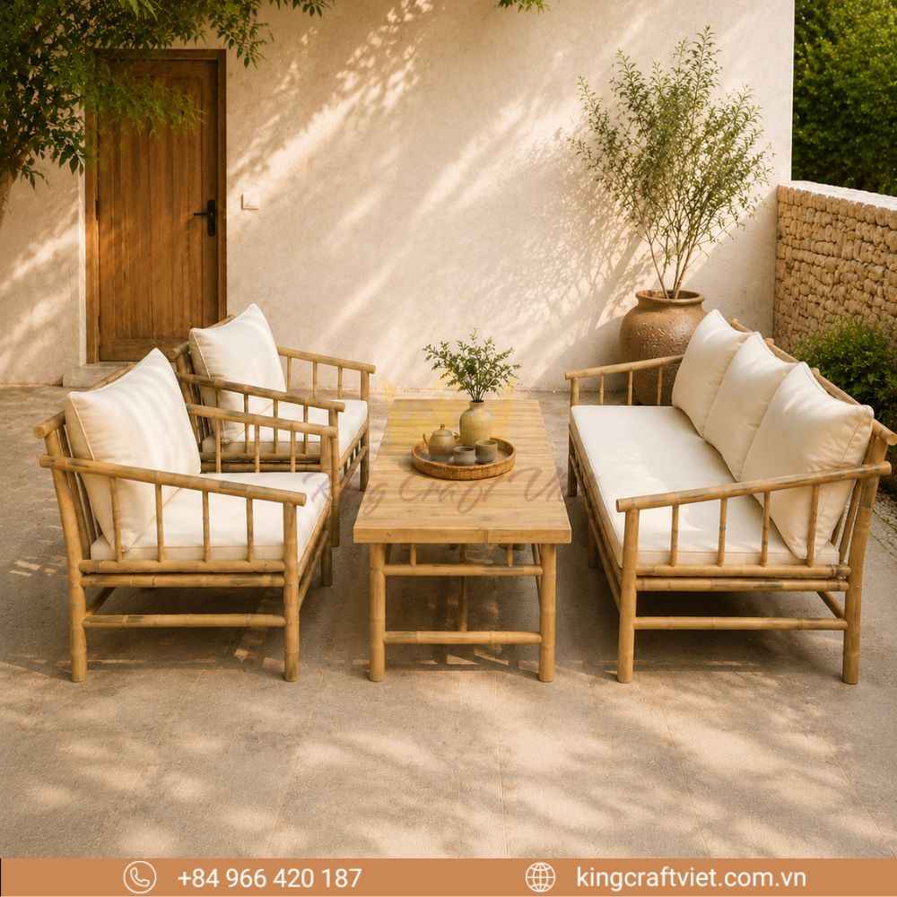 Natural Bamboo Outdoor Set 