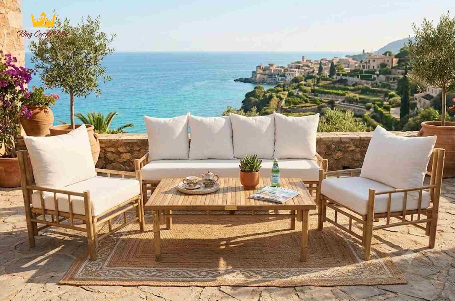 Vietnam bamboo furniture manufacturer table and chair set
