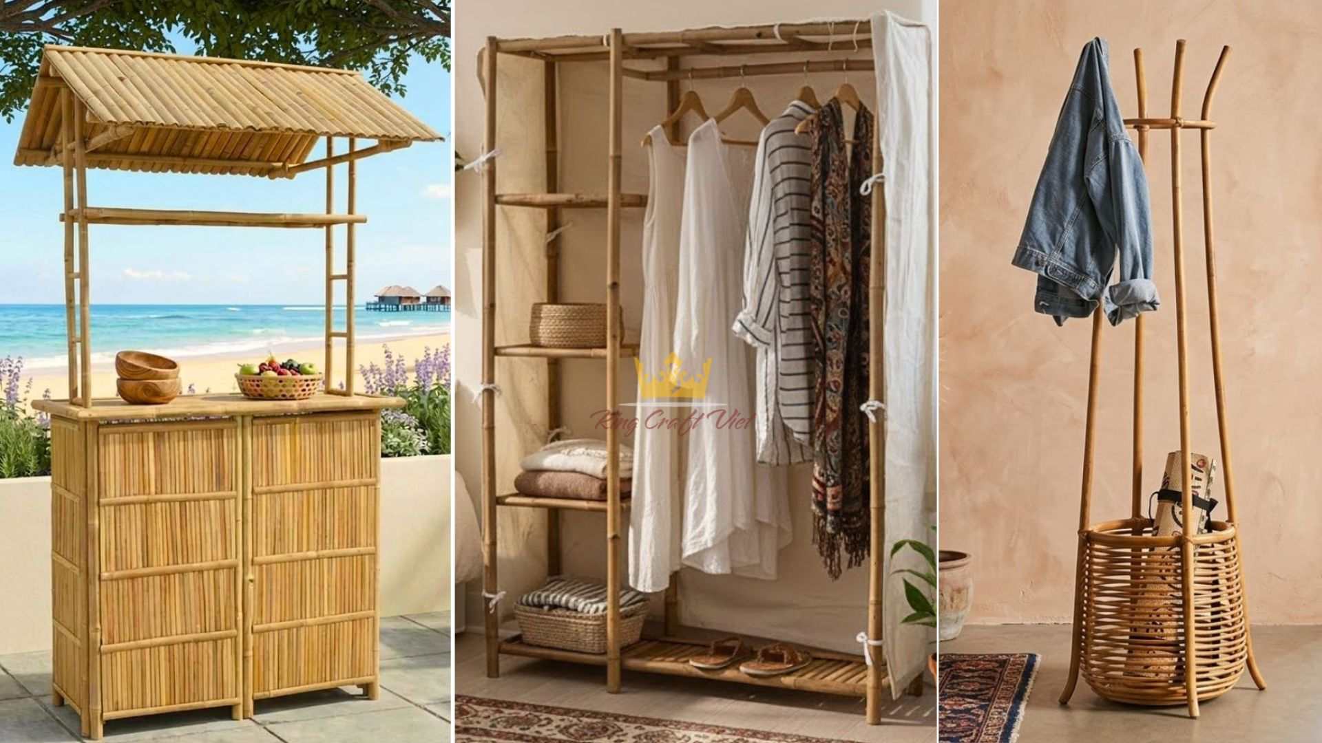 Handcrafted bamboo and rattan furniture manufactured in Vietnam