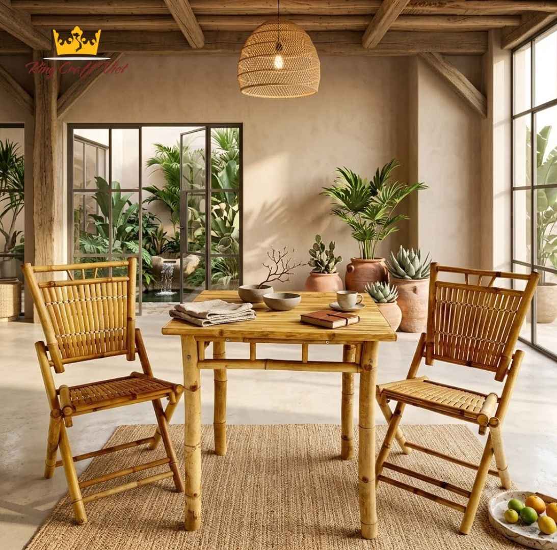 Handcrafted set bamboo table and chair from Vietnam