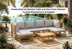 Handcrafted set bamboo table and chair vietnam
