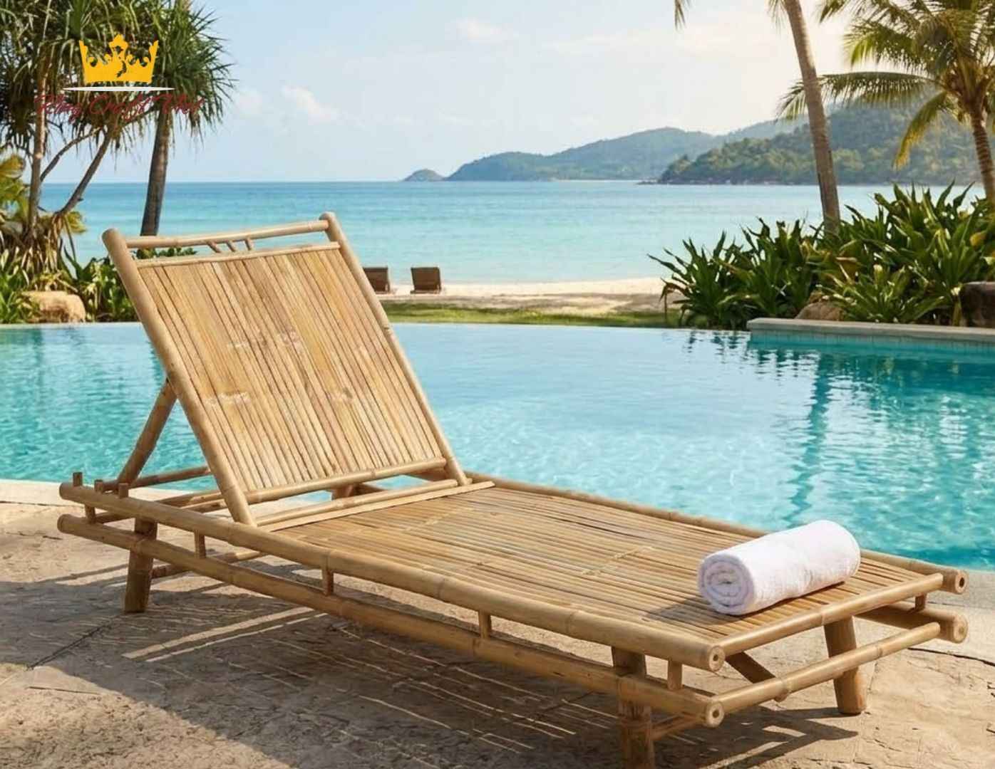 Bamboo lounge chair for hotel and resort outdoor areas