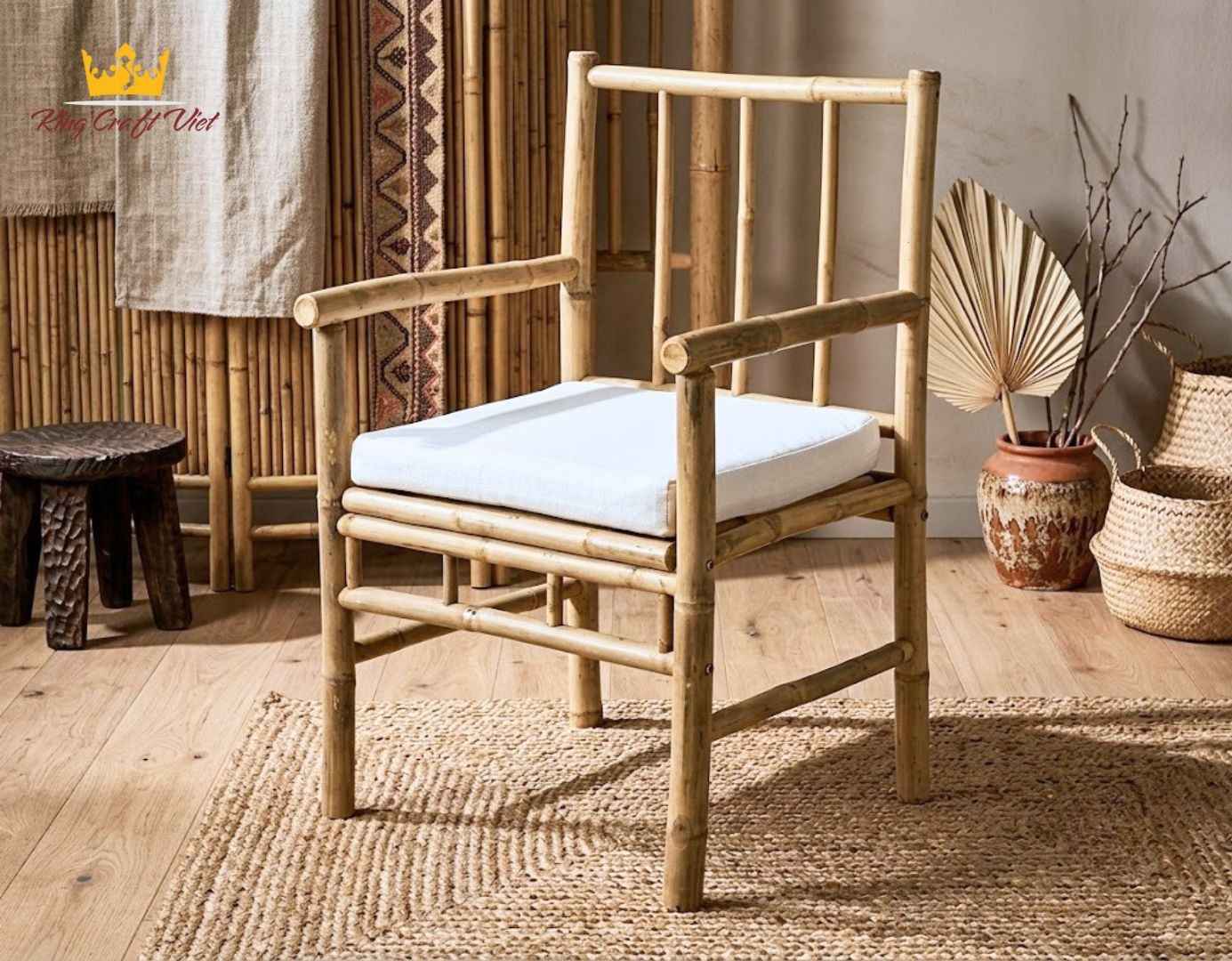 Handcrafted bamboo chairs for dining spaces