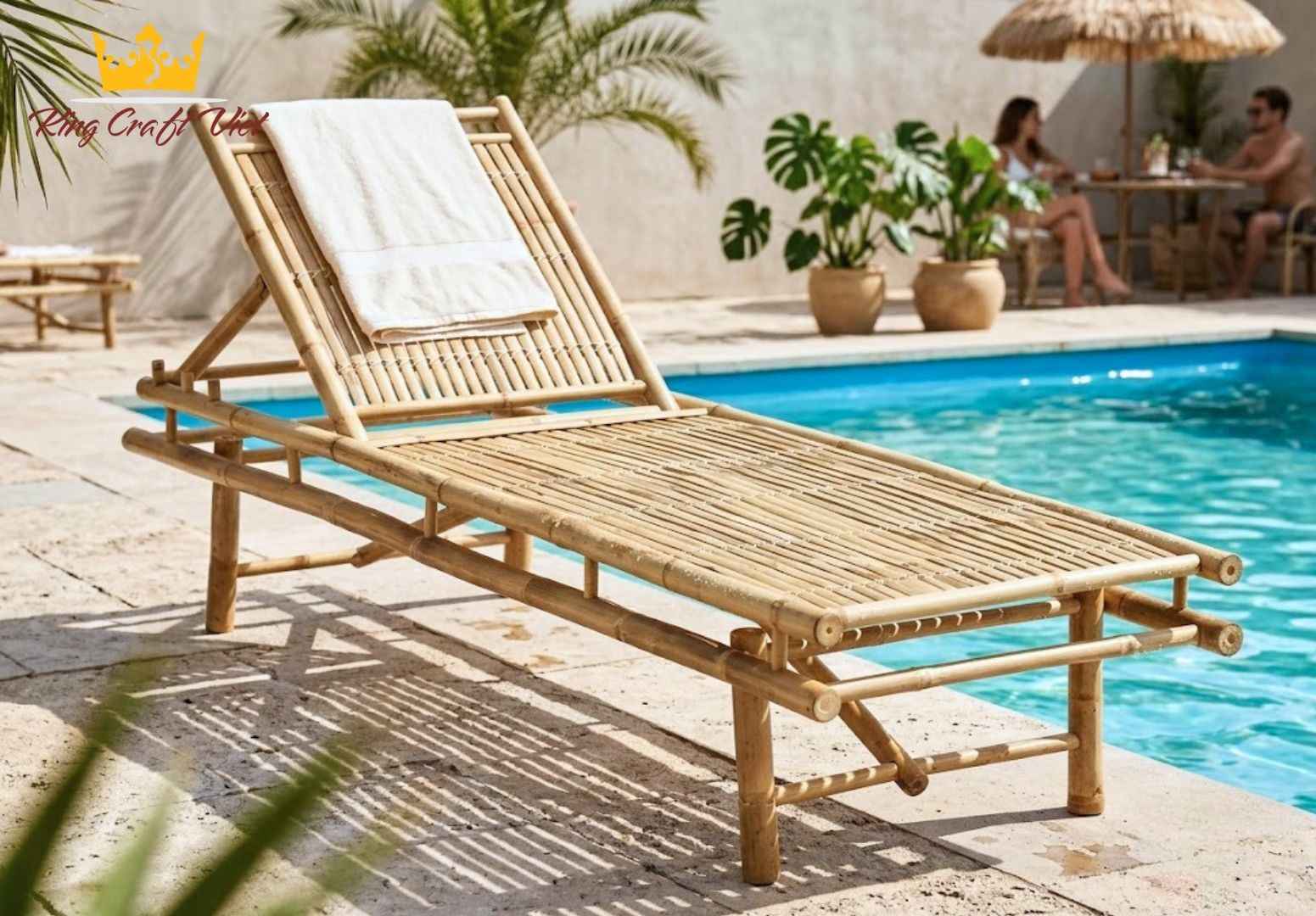 Bamboo sun bed for relaxing outdoor spaces