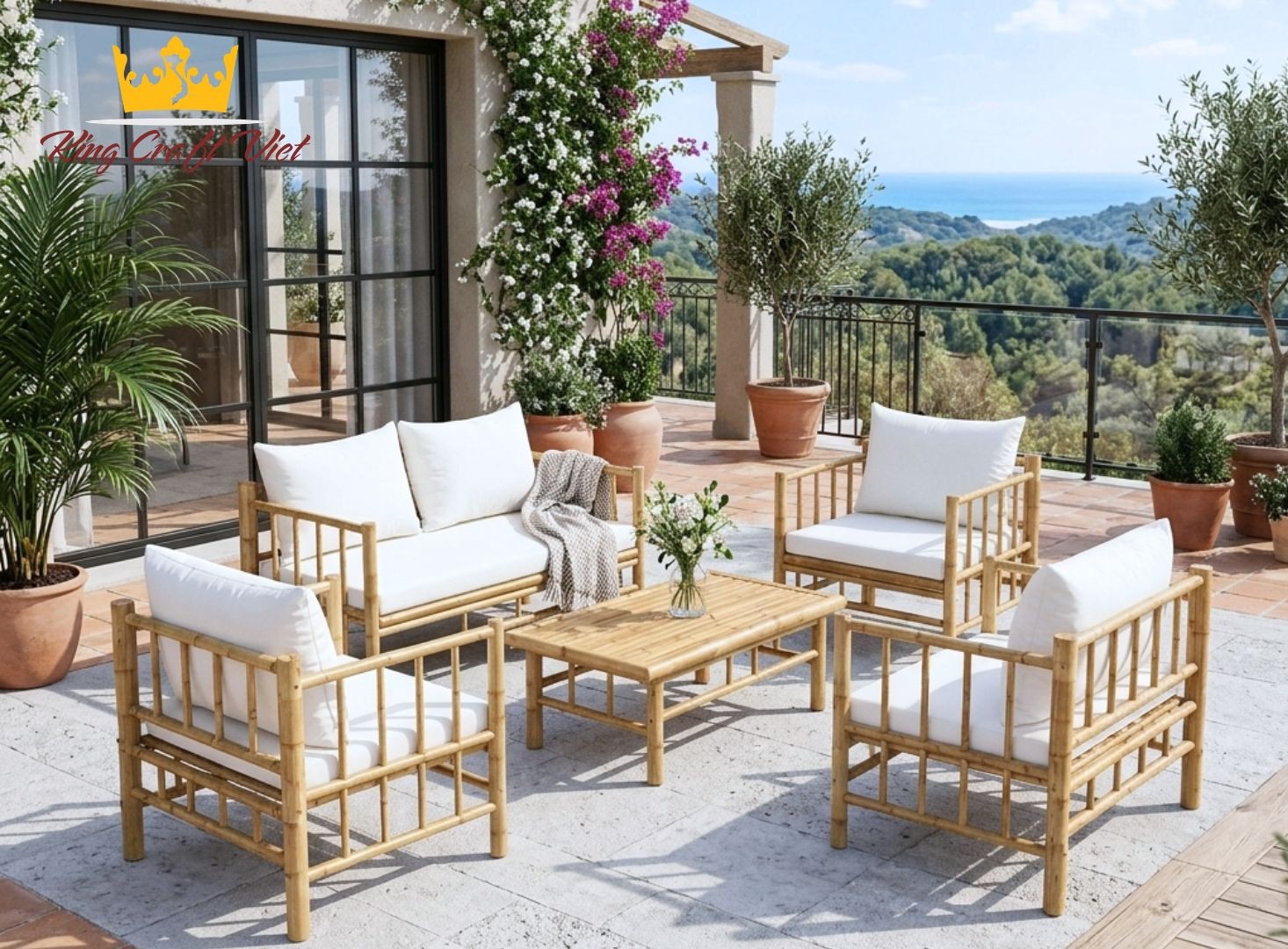 Handcrafted bamboo garden furniture set from furniture manufacturer Kingcraftviet