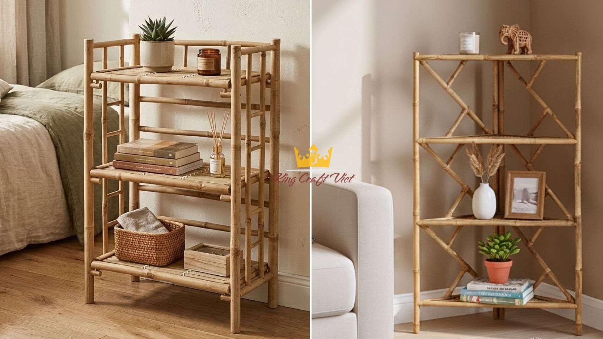Handcrafted bamboo shelves and storage furniture from Vietnam
